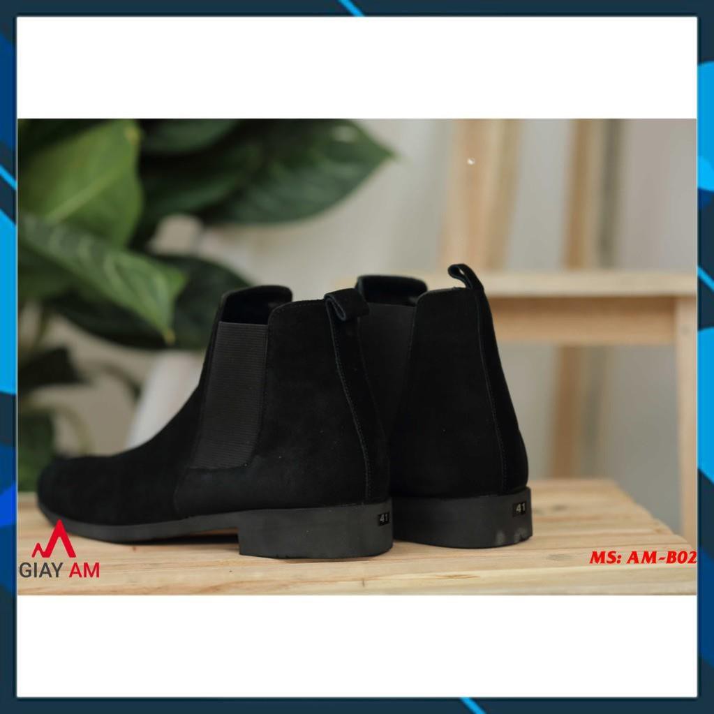 Xả Mới - Giày Chelsea Boot da lộn tăng lên được gần 5cm chiều cao - Giày cổ cao AL6 " , < # ' ' ,