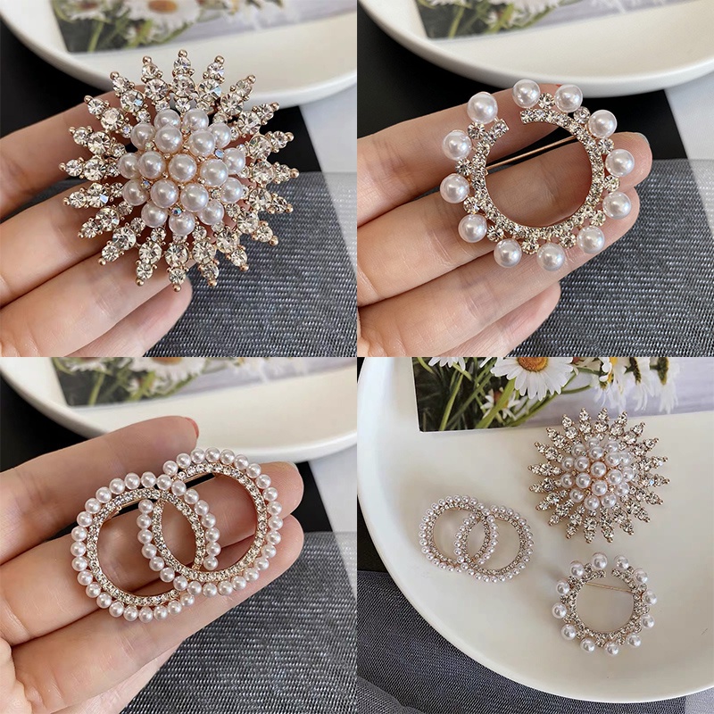 Ghim Cài Áo Hình Hoa Tuyết Đính Ngọc Trai Nhân Tạo Thời Trang Cho Nữ