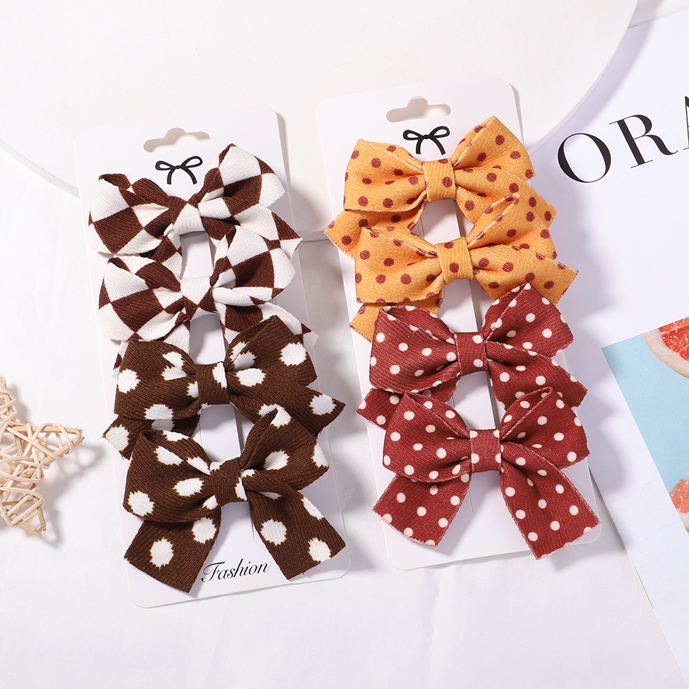 KIDSBOWS Set 4 Kẹp Tóc Nơ Họa Tiết Da Báo Thời Trang Cho Bé