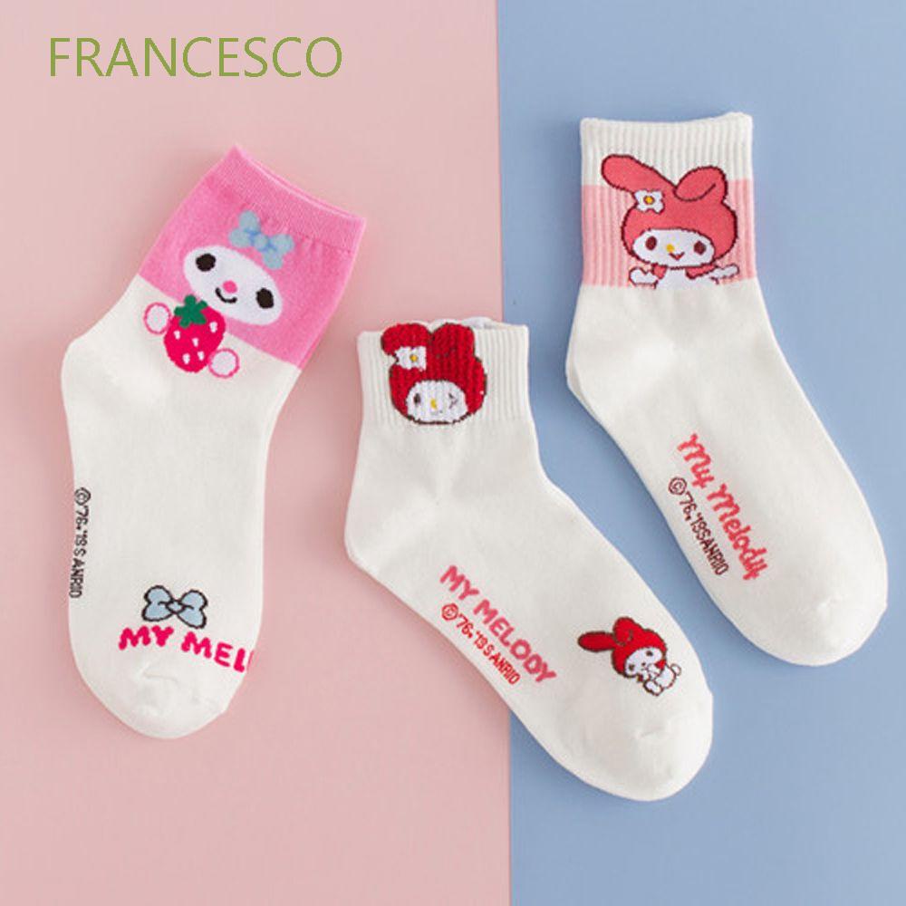 FRANCESCO Children Cartoon Socks Girls Cinnamoroll Ankle Socks Cute Keep Warm Winter Cotton Soft Japanese Melody