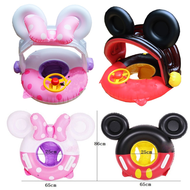 Phao bơi có mái che nắng in họa tiết mickey hoạt hình dễ thương cho bé