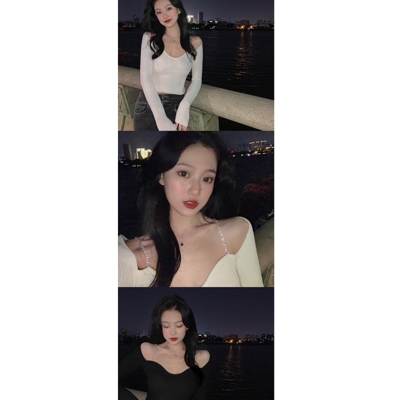 Áo len dài tay cách tân mùa thu 2021