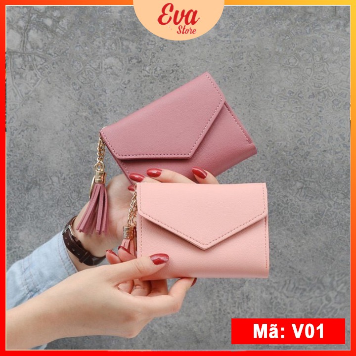 Ví Nữ Mini Cao Cấp Ngắn Cute Dễ Thương Nhỏ Gọn Bỏ Túi Thời Trang Giá Rẻ_EVASTORE_V01
