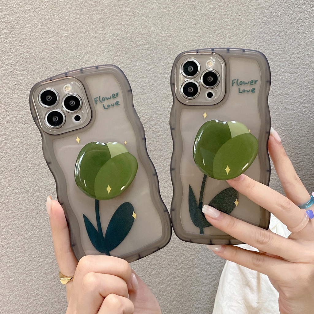 Ốp Điện Thoại Hình Hoa Tulip 3D Chống Sốc Thời Trang Cho iPhone 14 / 13 / 12 / 11 / X / 8 / 7P
