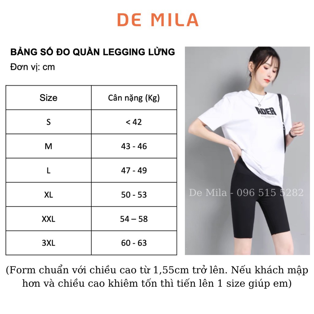 Quần legging lửng DE MILA cạp chun vải cao cấp thun ngố co giãn tốt dáng ôm màu đen trơn - QVL44 ་