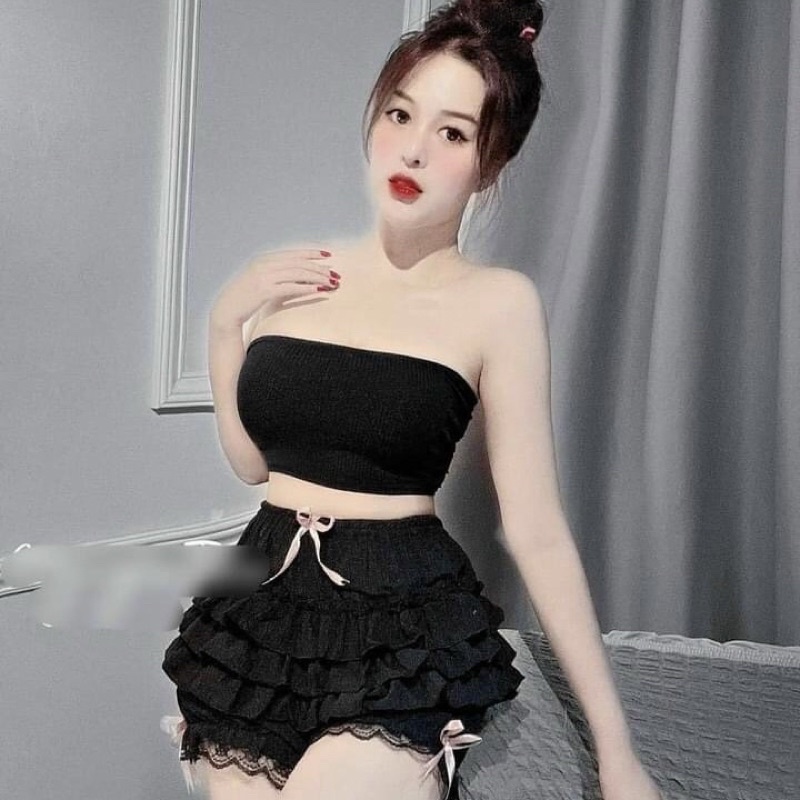 Quần tầng đính nơ viền ren sexy