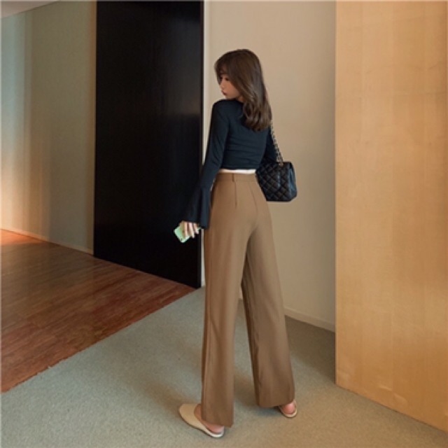 (Hàng có sẵn) Quần suông rủ chất cực đẹp (loại dài qua mắt cá chân, quần cạp cao, ống suông rộng) | BigBuy360 - bigbuy360.vn