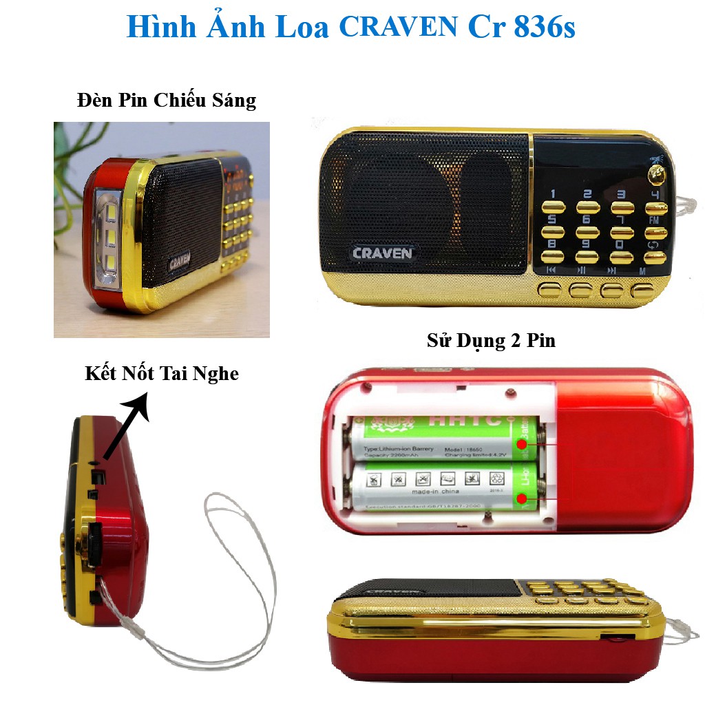 Loa Đài Craven 853/836s Tắm Ngôn Ngữ Tụng Kinh Niệm Phật Nghe Pháp Thoại FM USB Thẻ Nhớ.