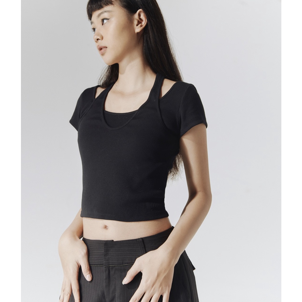 Motel9 - Áo thun cổ yếm Halter Layer Top