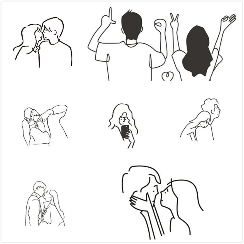 Miếng dán tường tự dính trang trí nhà cửa họa tiết cặp đôi phong cách Bắc Âu chất lượng cao