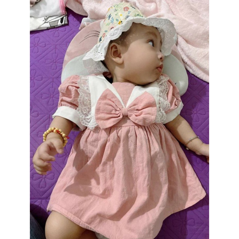 Có ảnh khách mặc và video, 7-30kg, váy cộc tay cho bé gái chất vải thô đũi MỀM và MÁT RƯỢI