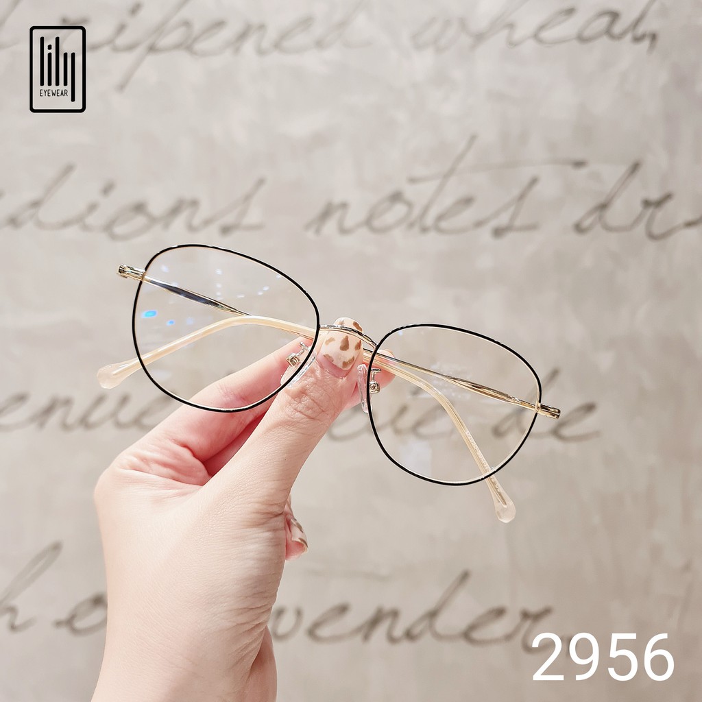 Gọng kính cận kim loại nam nữ Lilyeyewearr càng kính thanh mảnh nhẹ nhàng màu sắc thời trang 2956