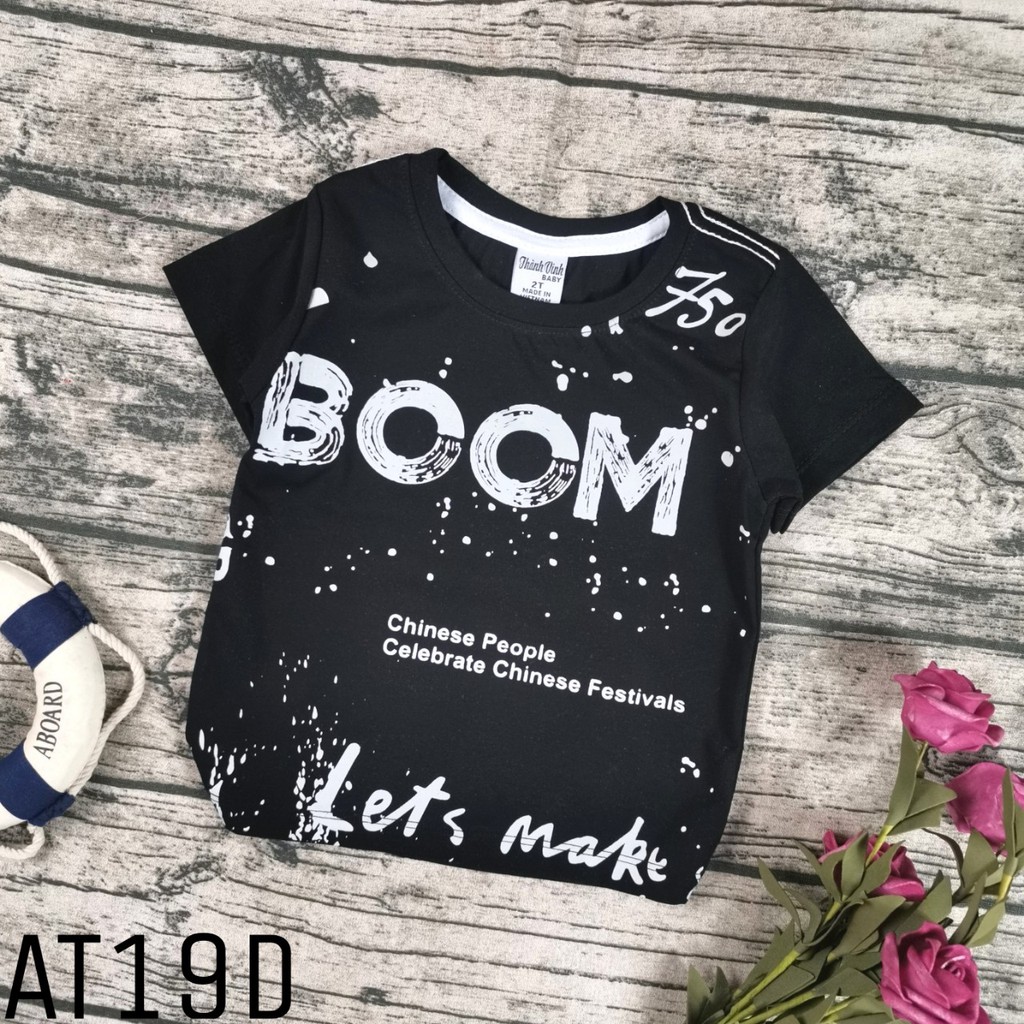 [COTTON 4 CHIỀU] Áo thun tay ngắn bé trai in PLASTISOL thun cotton mềm và mịn AT19