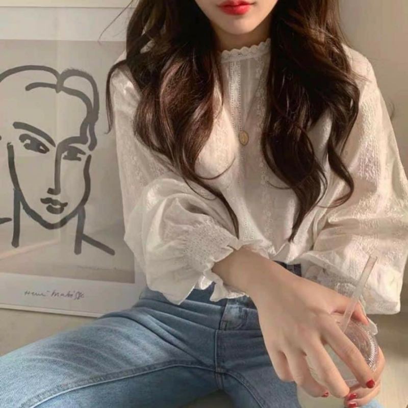 áo sơ mi hoa nhí bo tay