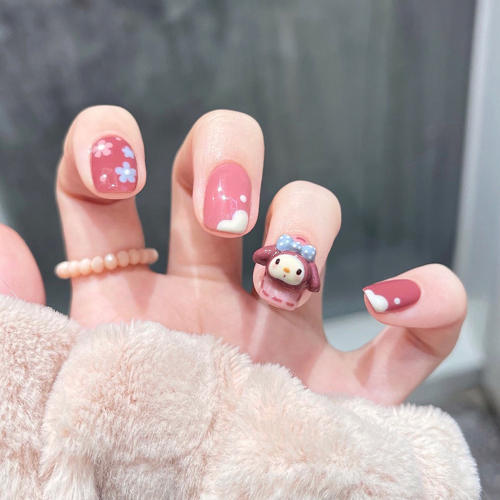Đồ Chơi Dán Móng Tay 3D Hình Gấu Hoạt Hình Sanrio Kuromi My Melody Thủ Công Cho Bé Gái