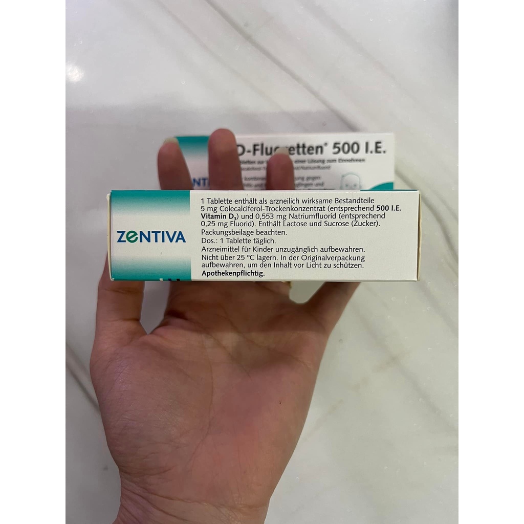 Vitamin D Fluoretten 500 I.E Zentiva Đức Giúp Chăm Sóc Răng Miệng & Phòng Chống Còi Xương Cho Bé - Hộp 90v