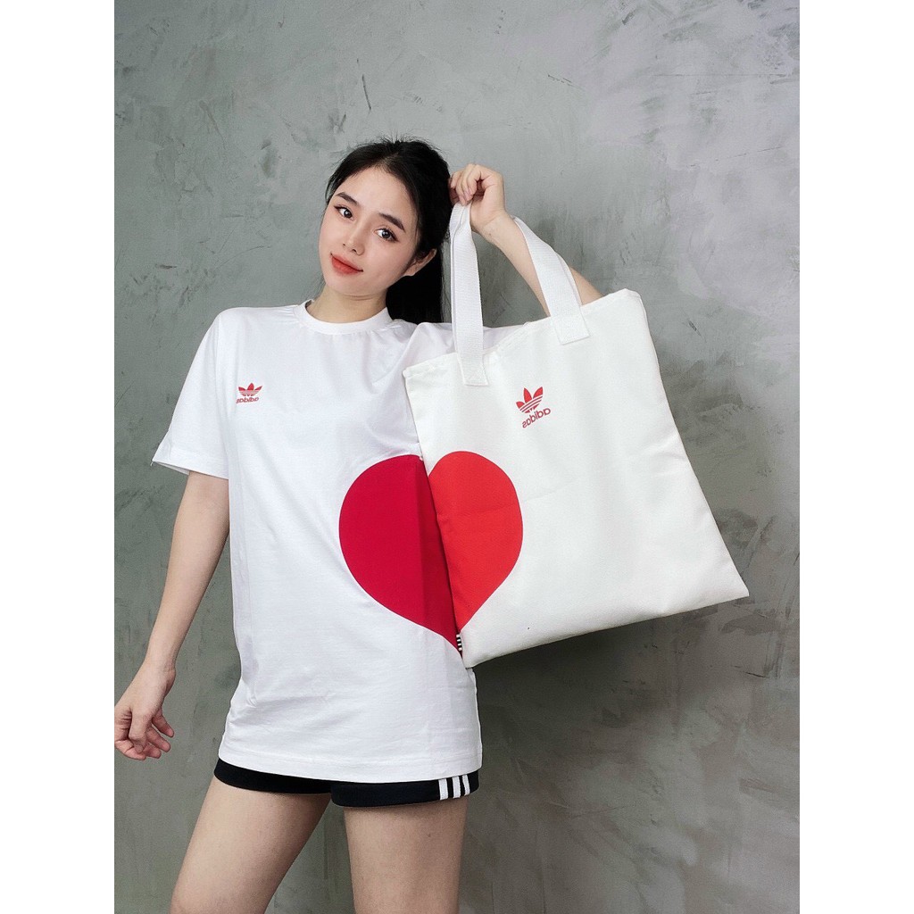 Túi Xách Đi Chợ Valentine Couple Shopper Bag White B180