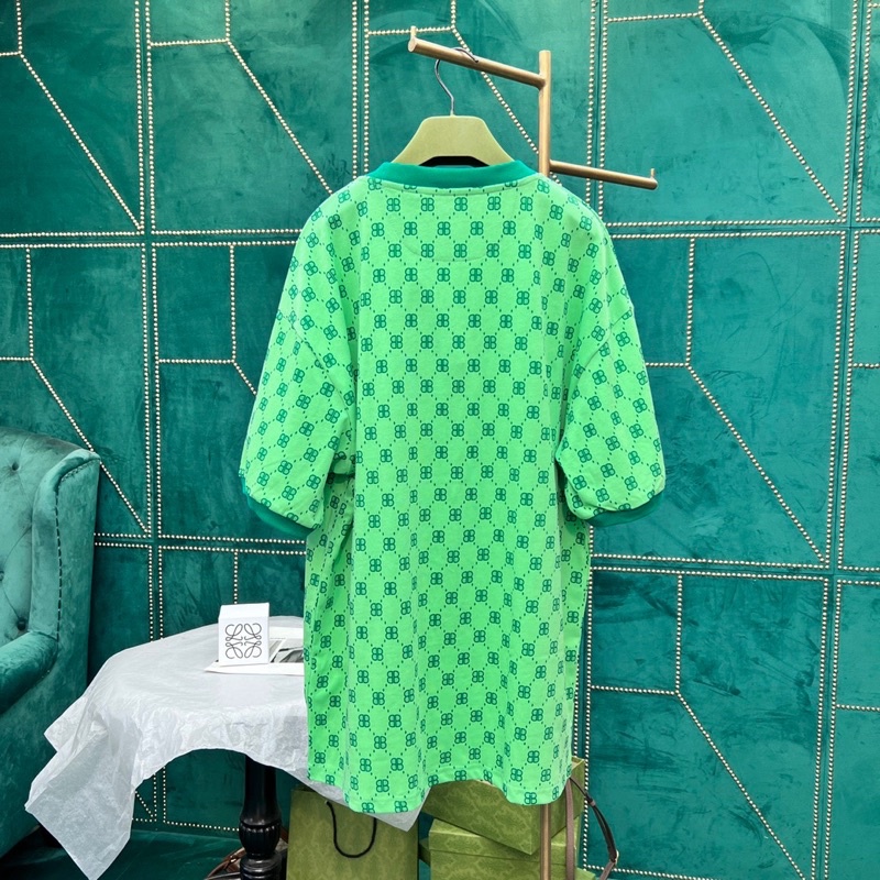 Áo thun nữ dáng rộng cổ tròn hoạ tiết chữ thương hiệu Gucci GC x Balenciaga cao cấp