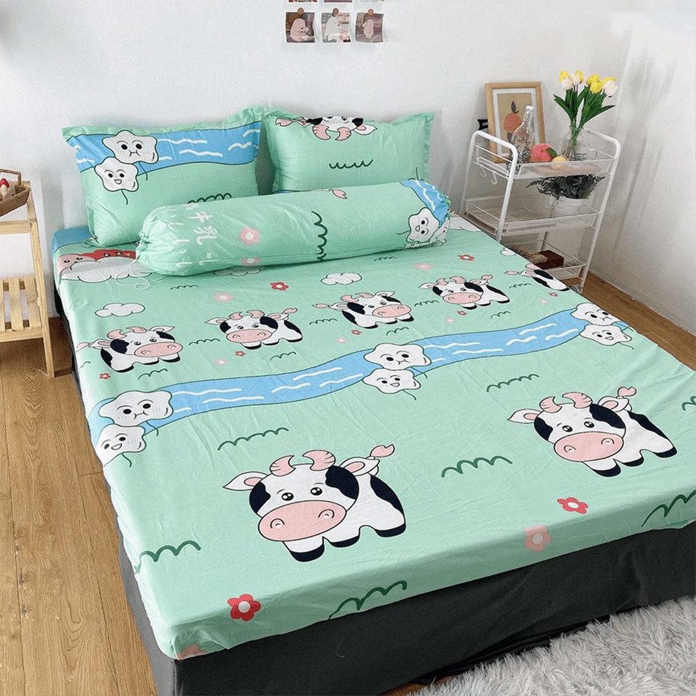 Ga trả giường Cotton Poly - Ga giường bo chun kích thước M2/M6/M8/2M2 - Siêu mềm mịn
