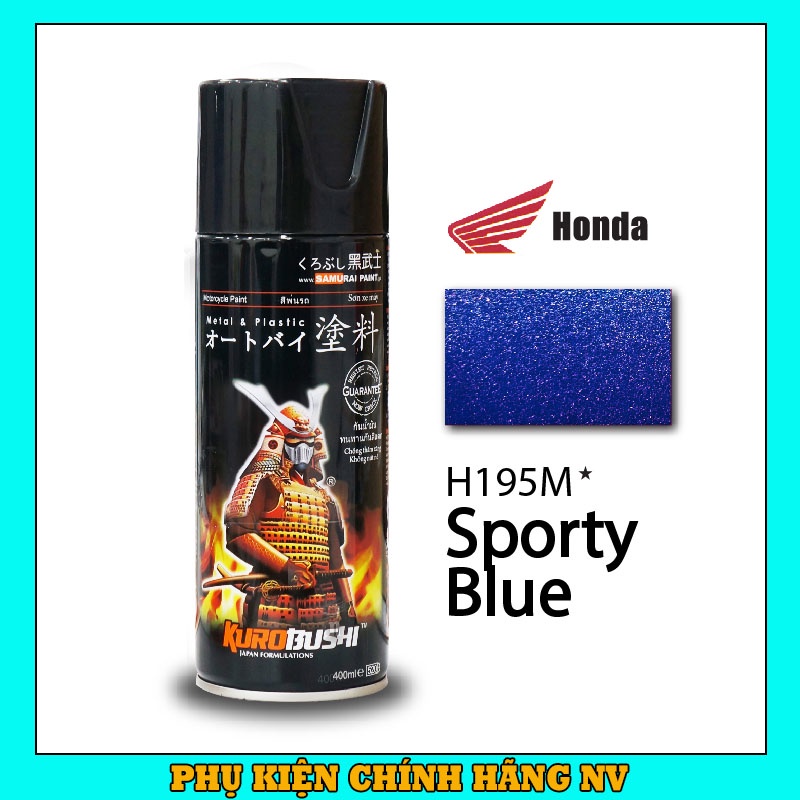 Sơn Samurai màu xanh dương H195M chính hãng, sơn xịt dàn áo xe máy chịu nhiệt, chống nứt nẻ, kháng xăng