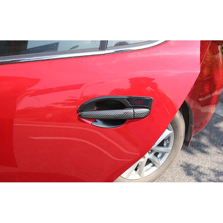 Ốp tay, hõm cửa vân cacbon cho Mazda 3 2015-2019