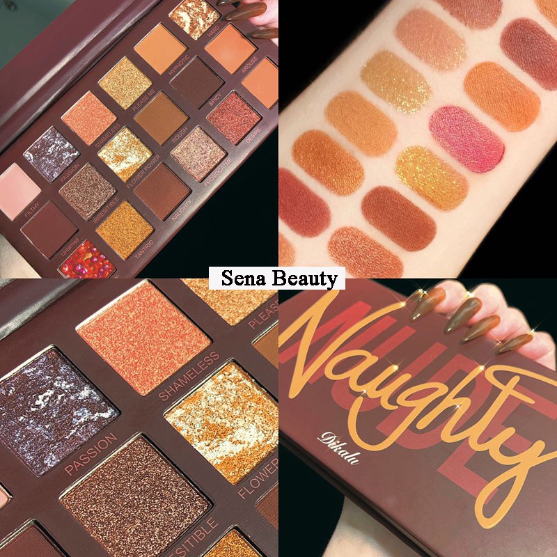 Bảng Phấn Mắt Dikalu 18 Ô Nhũ Lì Vỏ Nâu Naughty