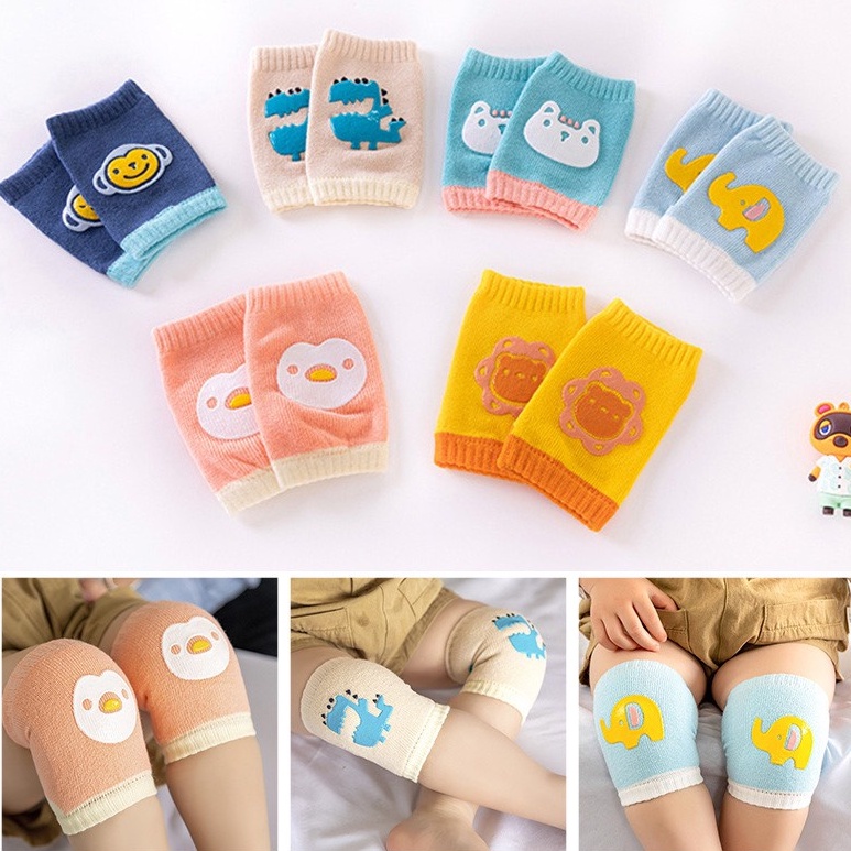 Bọc đầu gối tập bò cho bé chất liệu cotton mặt silicon chống trượt bảo vệ bé AT35