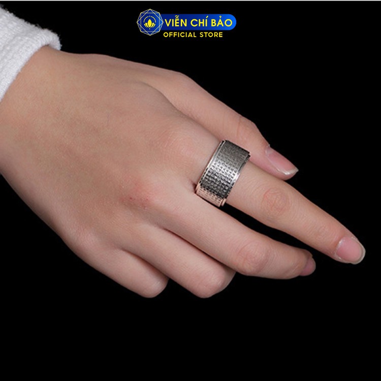 Nhẫn nam Bát Nhã Tâm Kinh bản xoay chất liệu bạc Thái 925 thời trang phụ kiện trang sức Viễn Chí Bảo N100803-11
