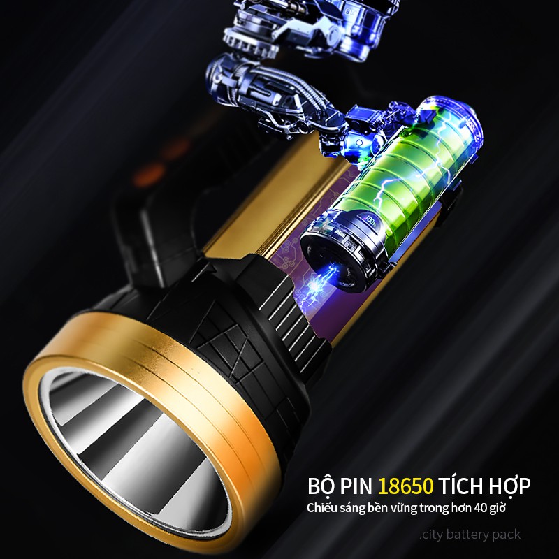 Đèn pin cầm tay siêu sáng có thể sạc lại tiện dụng