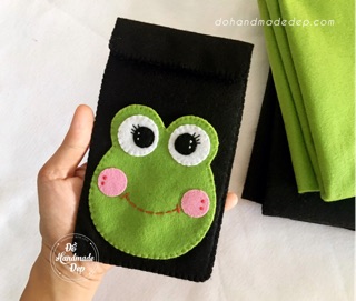Bao điện thoại vải nỉ ếch xanh