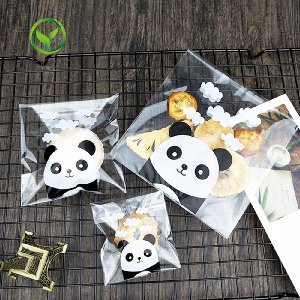 Set 100 Túi Nhựa Trong Suốt Đựng Bánh Kẹo Hình Gấu Trúc Dễ Thương