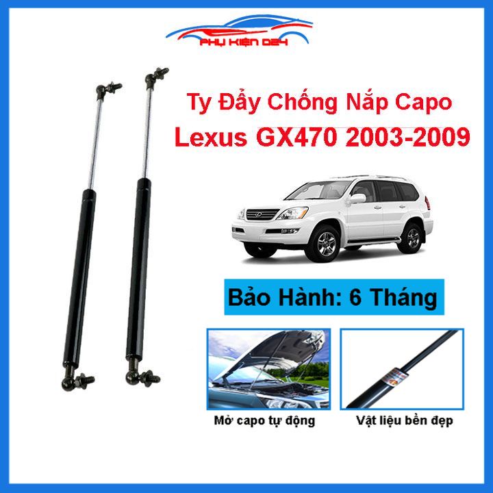 Ty thủy lực chống nắp capo Lexus GX470 2003-2004-2005-2006-2007-2008-2009 hỗ trợ mở tự động kèm phụ kiện lắp