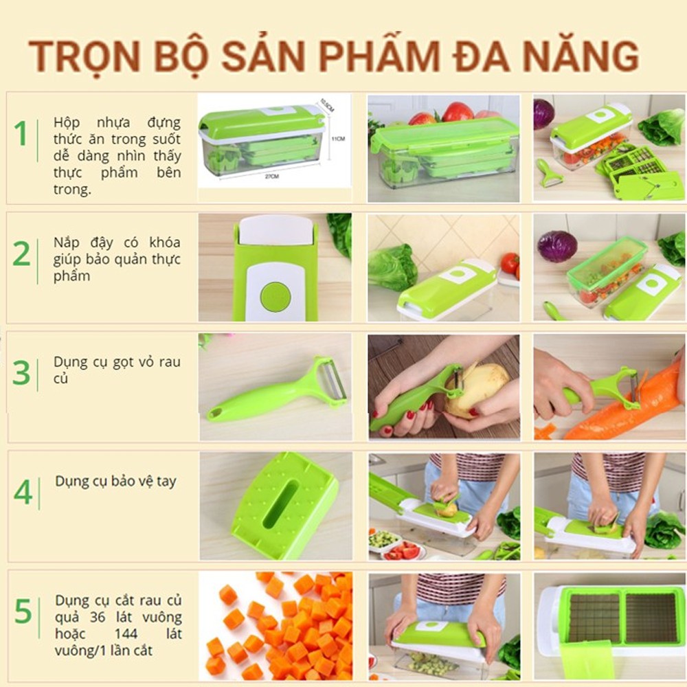Bộ dụng cụ cắt gọt rau củ quả 10 món Nicer Dicer Plus