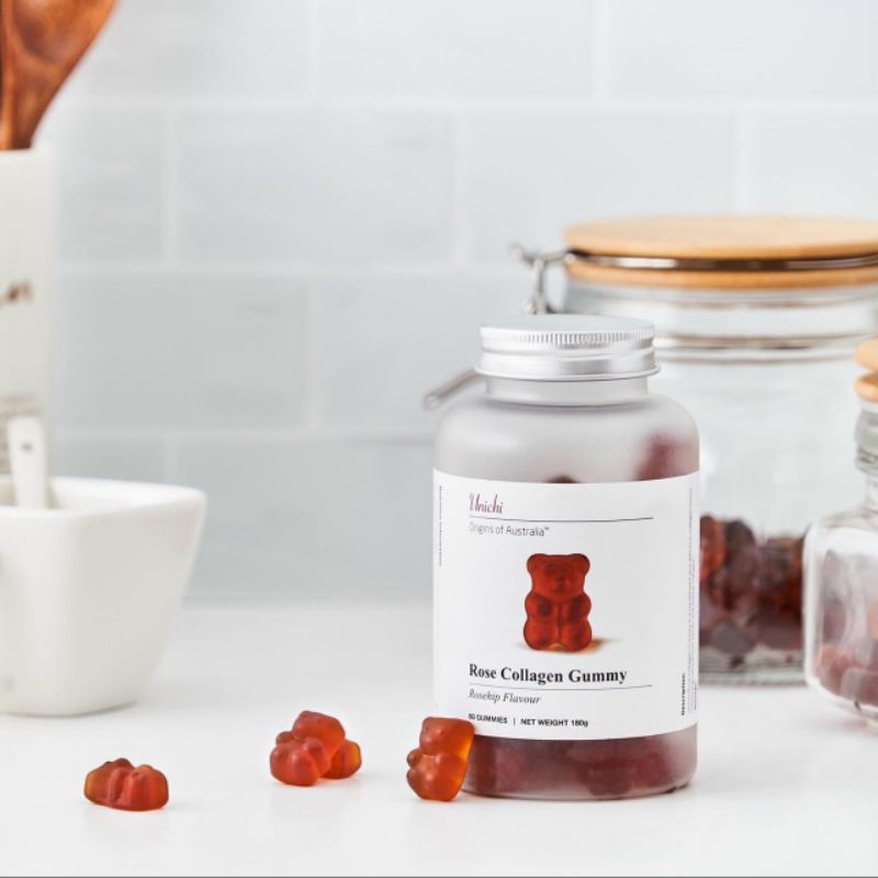 Kẹo dẻo đẹp da collagen hoa hồng Unichi Rose Collagen Gummy