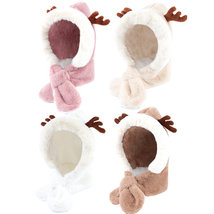 PVN39083 Mũ trẻ em mùa đông lót lông sừng hươu cute nón kèm khăn siêu ấm cho bé hàng Quảng Châu