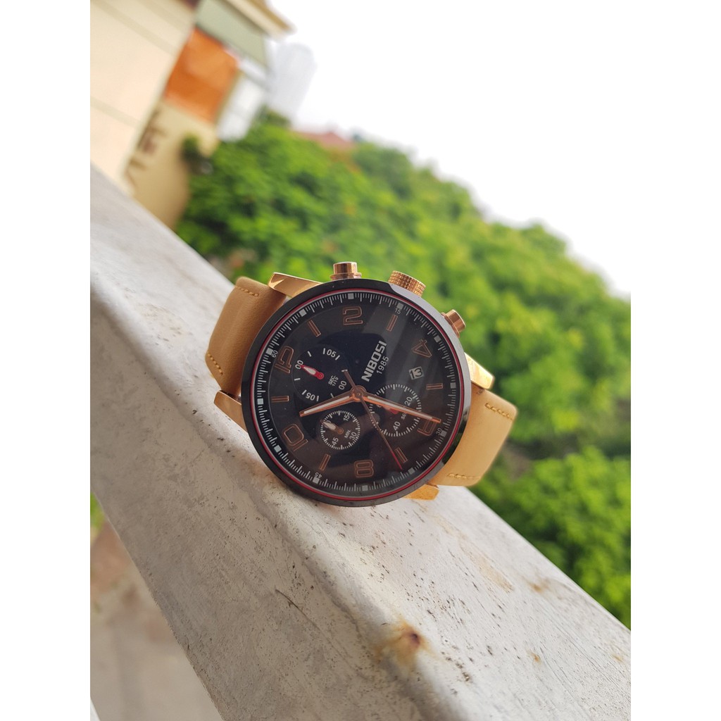 [Tặng vòng tay] Đồng hồ nam NIBOSI chính hãng NI2328.07 thời trang fullbox - dây da c