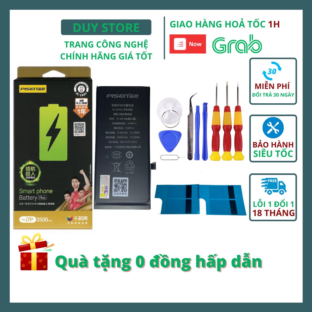 PIN PISEN IPHONE dung lượng siêu cao cho 6,6s,6Plus,6SPlus,7,7Plus,8,8Plus, X - duystore