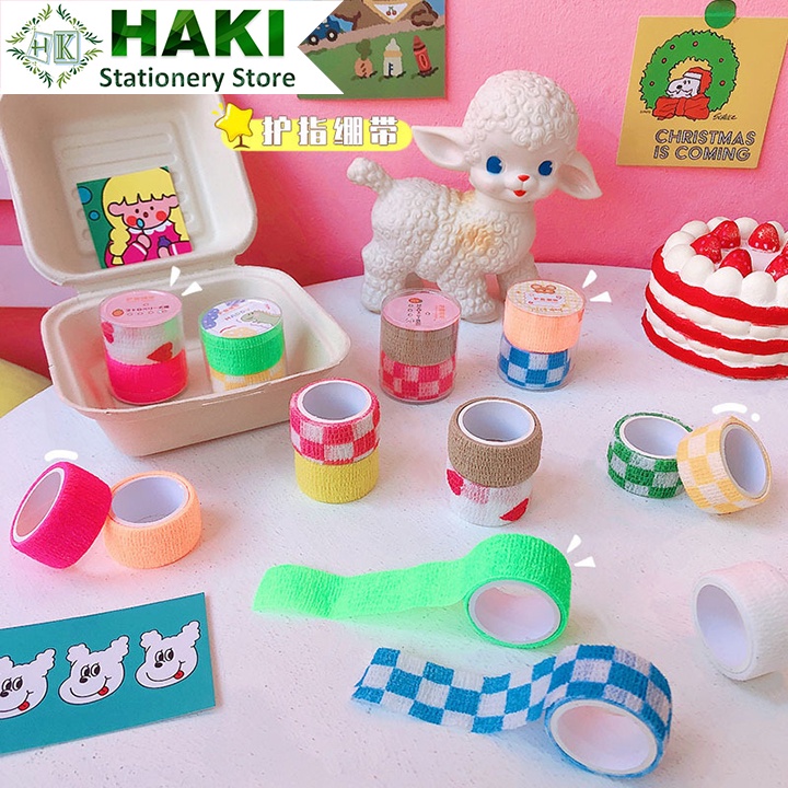 Cuộn băng dán quấn ngón tay HAKI co giãn 4.5mx2.3cm in họa tiết nhiều màu sắc tuỳ chọn