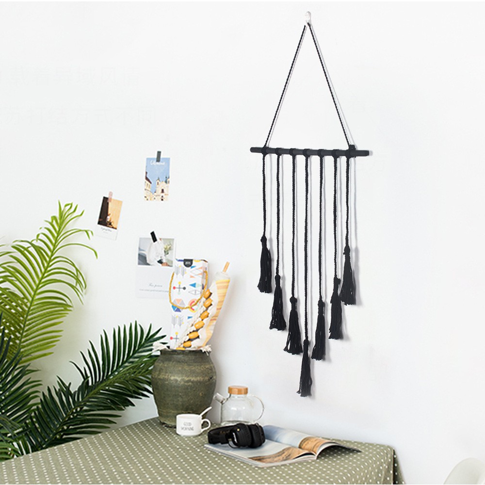 Mành macrame treo tường handmade trang trí nhà cửa - Tặng kèm 25 kẹp ảnh bằng gỗ