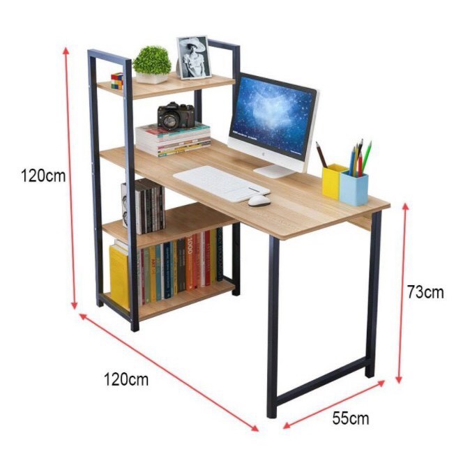 Bàn làm việc chân sắt kèm giá sách đa năng