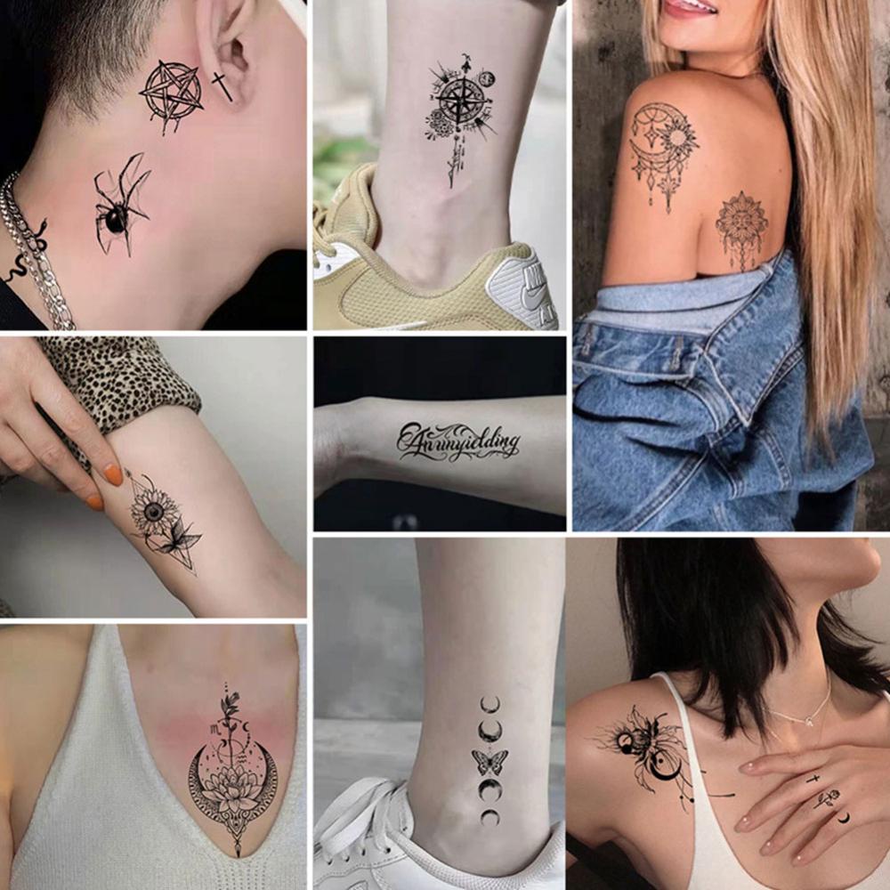 Sticker Dán Hình Xăm Tạm Thời Họa Tiết Động Vật Trắng Đen Chống Thấm Nước Lâu Trôi P3V6