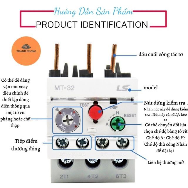 Rơ Le Nhiệt Cho Khởi Động Từ MT-32 Relay Nhiệt dành cho khởi động từ MC