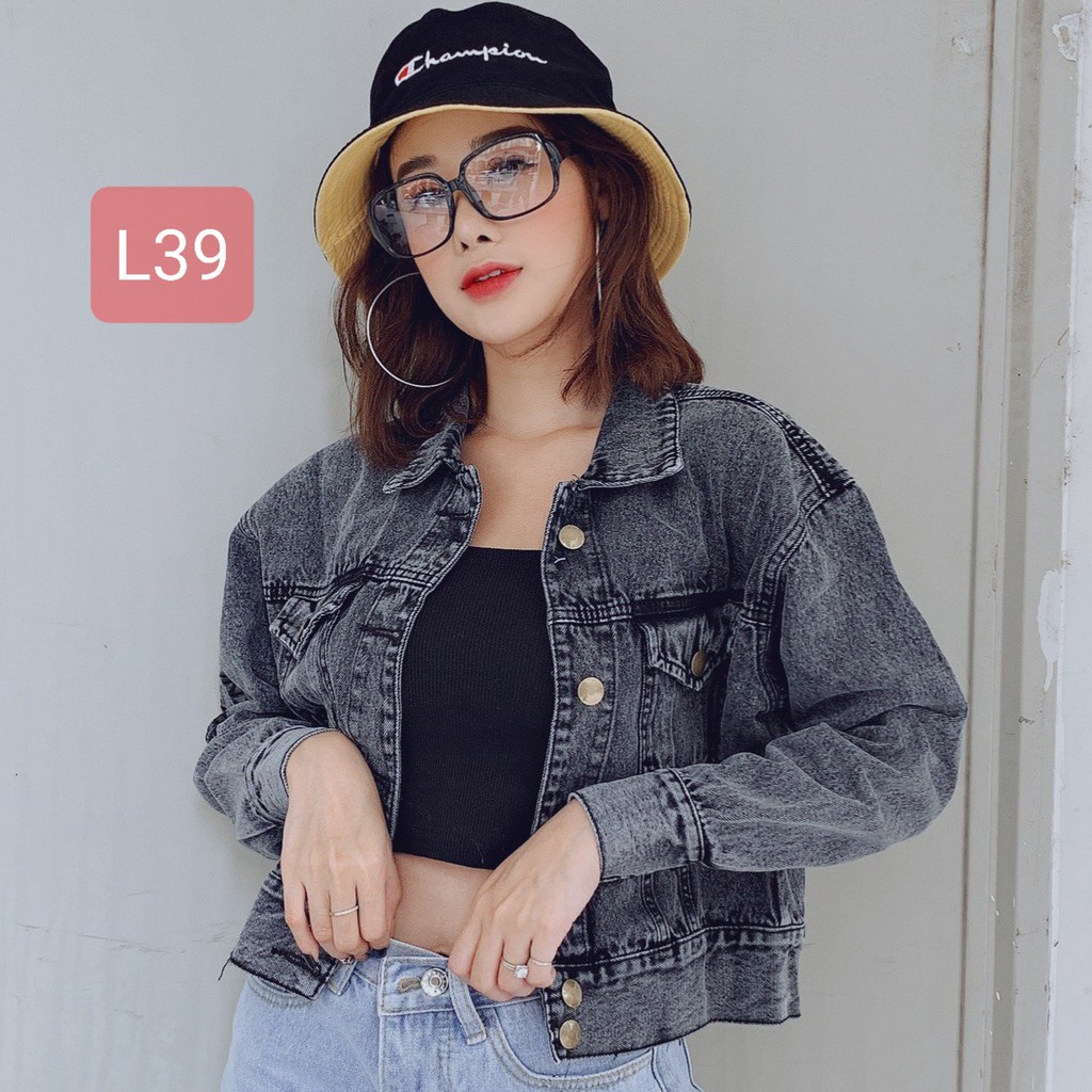 Áo Khoác Bò Croptop Nữ Dáng Ngắn Áo Denim Tôn Dáng Freesize dưới 58kg Panda Style