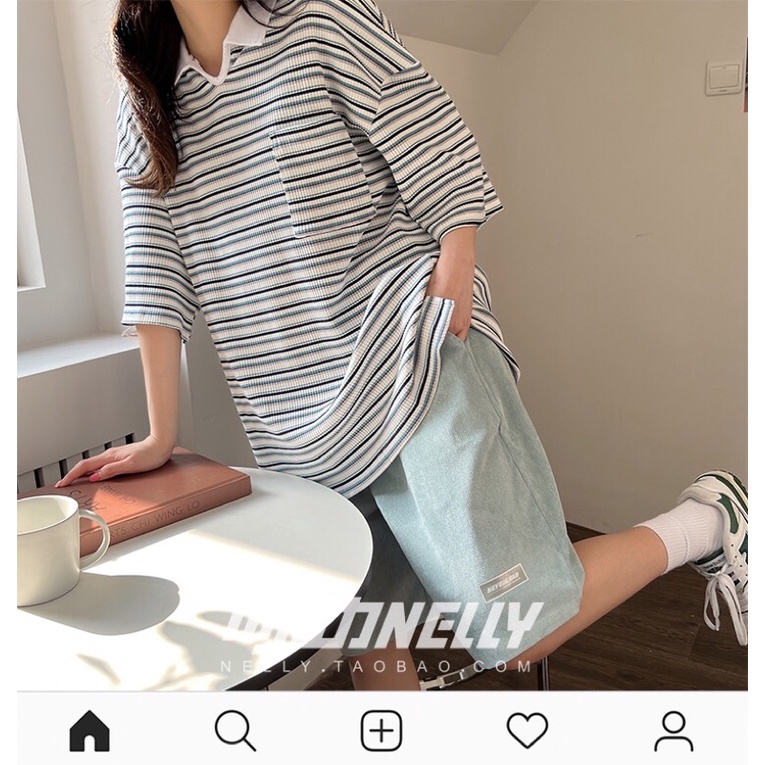 Áo phông polo nelly (có sẵn) 35 cổ trắng chữ v