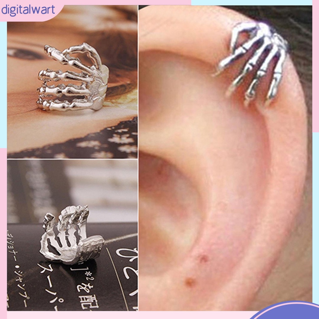 Khuyên vành tai đơn thiết kế hình bàn tay xương cá tính độc đáo dành cho nam và nữ