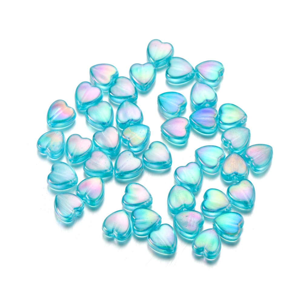 Set 50/ 100 hạt xỏ ST.KUNKKA resin kiểu dáng trái tim làm dây chuyền vòng đeo tay trang sức DIY