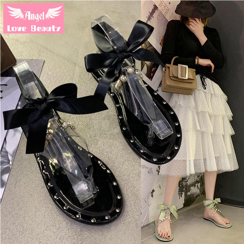 Đôi Giày Sandal Đế Bằng Đính Đinh Tán Phong Cách Hàn Quốc Thời Trang Mùa Hè Mới Cho Nữ