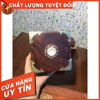 Hộp Châu Sa gỗ cẩm khảm đồng cao cấp -Hộp gỗ đựng đồ cá nhân - Hộp gỗ cẩm cao cấp