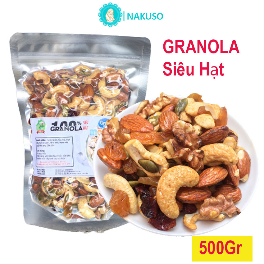 Granola Siêu Hạt Không Đường Nướng Mật Ong Siêu Ngon Ăn Kiêng - Ăn Vặt Cho Bé - Bà Bầu ̣̣(500gr) Nakuso | BigBuy360 - bigbuy360.vn
