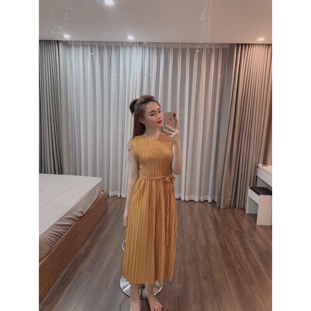 Đầm Suông Dập Li Nhỏ Kèm Đai